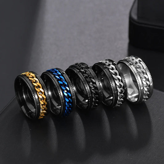 Rotatable Stainless Steel Statement Ring